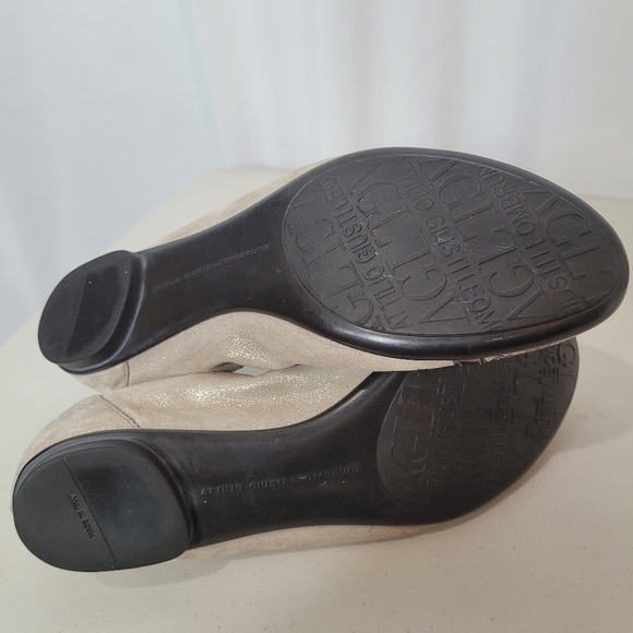 AGL Monika Snakeskin Cap Toe Soft Metallic Leather Ballet Flat - Size 11 / 41 - Picture 11 of 16